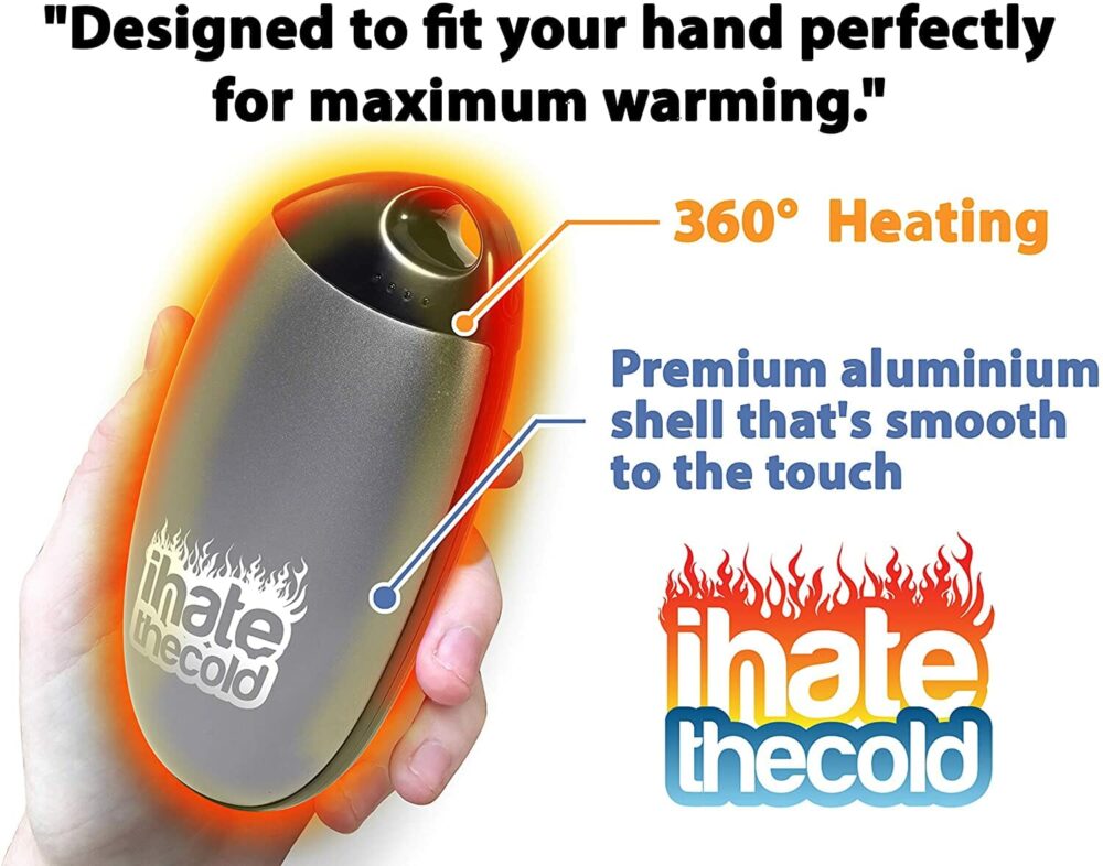iHateTheCold Rechargeable Reusable Token Hand Warmer Silver & Black with Smooth Aluminium Shell - ihatethecold.com